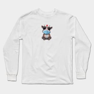 Cute Baby Hippo Nurse Long Sleeve T-Shirt